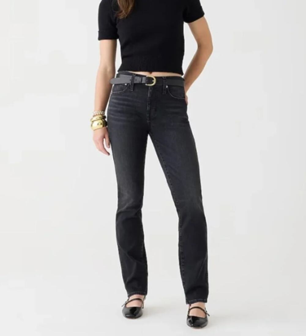 J Crew EUC 9” Vintage Straight Leg Black Charcoal Wash Jeans Women's 33/W38"